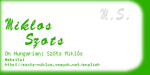 miklos szots business card